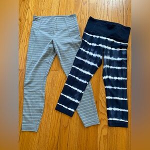 GUC Lot of 2 Athleta Salutation Stripe Tye Dye Blue Gray Tight Legging Capri S